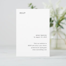 Stijlvol zwart-wit minimalistisch huwelijk RSVP kaartje