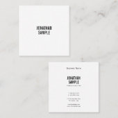 Stijlvol zwart-wit, minimalistisch modern, schoon  vierkante visitekaartje (Voorkant / Achterkant)