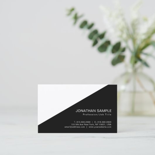 Stijlvol zwart-wit, modern design visitekaartje (Staand voorkant)