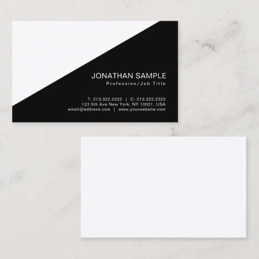 Stijlvol zwart-wit, modern design visitekaartje (Voorkant / Achterkant)