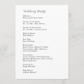 Stijlvol zwart-wit modern huwelijksfeest programmakaart (Achterkant)