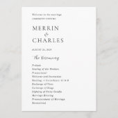 Stijlvol zwart-wit modern huwelijksfeest programmakaart (Voorkant)