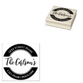 Stijlvol zwart wit modern kalligrafie adres rubberstempel (Gestempeld)