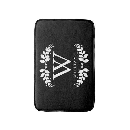 Stijlvol zwart-wit monogram badmat (Voorkant Verticaal)