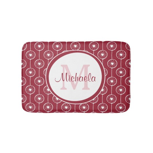 Stijlvol zwart-wit monogram met naam badmat (Voorkant)