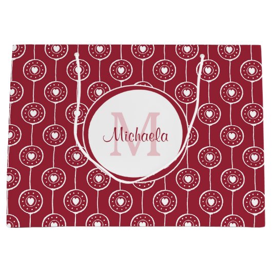 Stijlvol zwart-wit monogram met naam groot cadeauzakje (Voorkant)