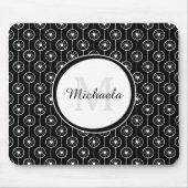 Stijlvol zwart-wit monogram met naam muismat (Voorkant)
