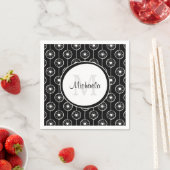 Stijlvol zwart-wit monogram met naam servet (Insitu)