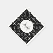 Stijlvol zwart-wit monogram met naam servet (Hoek)