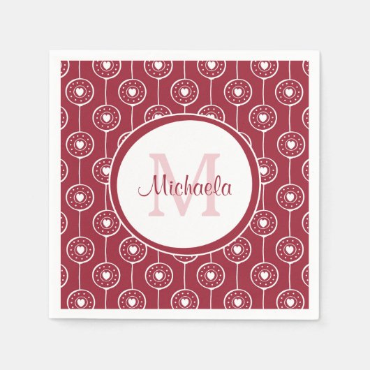 Stijlvol zwart-wit monogram met naam servetten (Voorkant)