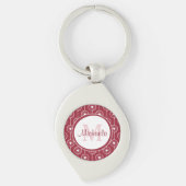 Stijlvol zwart-wit monogram met naam sleutelhanger (Voorkant)