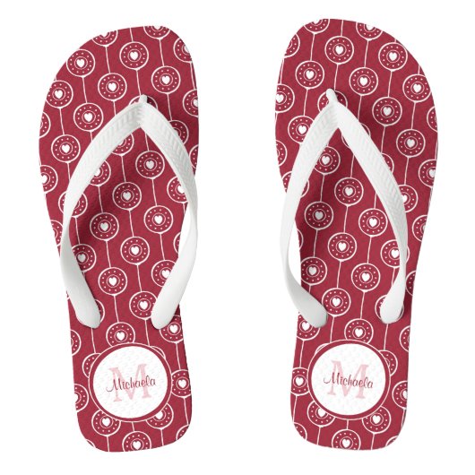 Stijlvol zwart-wit monogram met naam teenslippers (Voetbed)