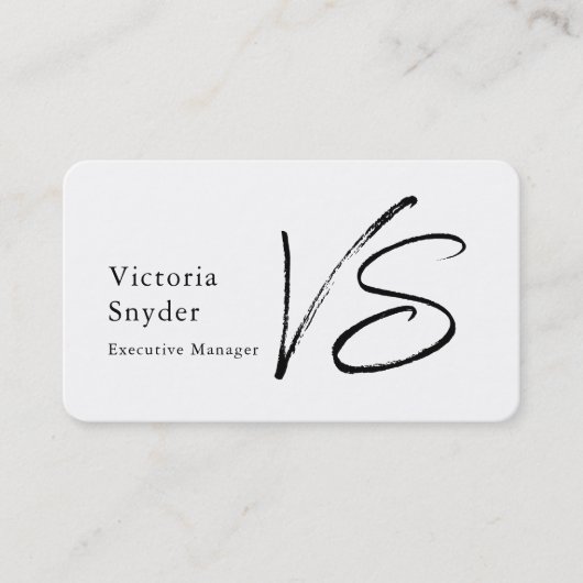 Stijlvol zwart-wit monogram Professional Visitekaartje (Voorkant)