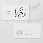 Stijlvol zwart-wit monogram Professional Visitekaartje (Voorkant / Achterkant)