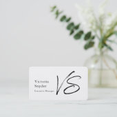 Stijlvol zwart-wit monogram Professional Visitekaartje (Staand voorkant)