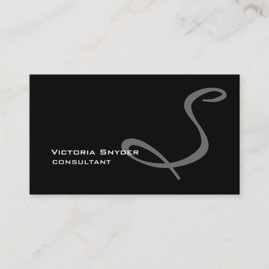 Stijlvol zwart wit monogram Professional Visitekaartje (Voorkant)