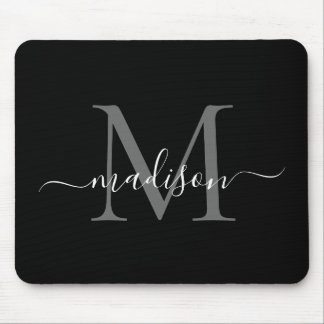 Stijlvol zwart-wit monogram script Eenvoudig moder Muismat