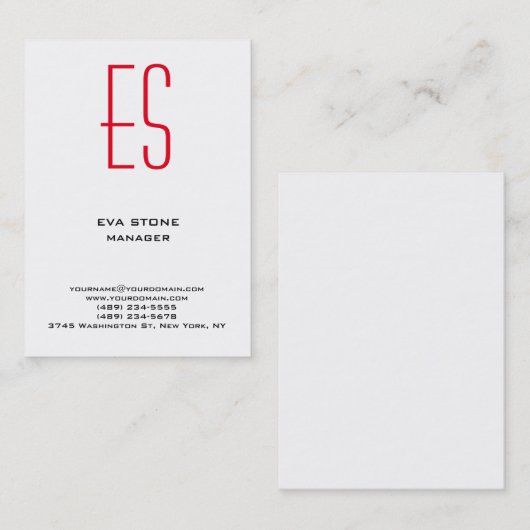 Stijlvol zwart-wit monogram visitekaartje (Voorkant / Achterkant)