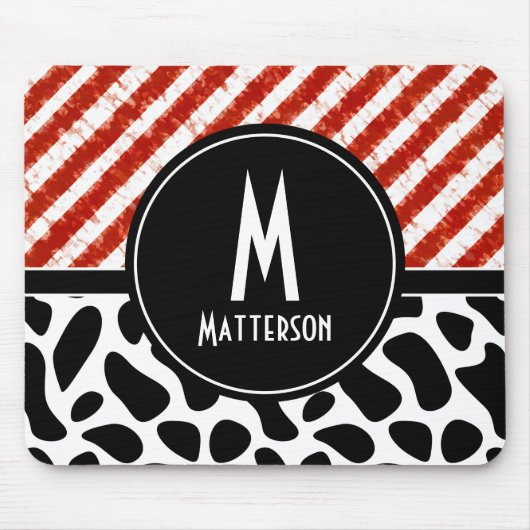 Stijlvol zwart-wit monogram zwart-wit personaliser muismat (Voorkant)