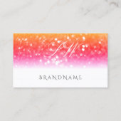 Stijlvol zwart-wit mousserend glitter-monogram visitekaartje (Voorkant)