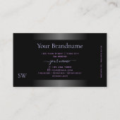 Stijlvol zwart wit ombre blauw roze Lijst monogram Visitekaartje (Achterkant)