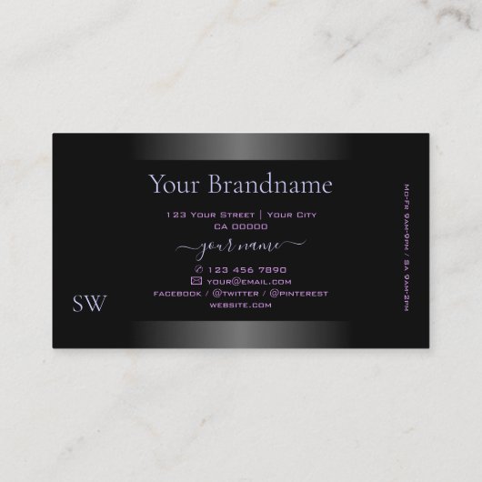 Stijlvol zwart wit ombre blauw roze Lijst monogram Visitekaartje (Achterkant)