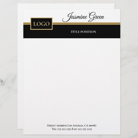 Stijlvol zwart-wit ontwerp briefhoofd (Voorkant / Achterkant)