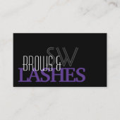 Stijlvol zwart wit Paars Eenvoudig met monogram Visitekaartje (Voorkant)