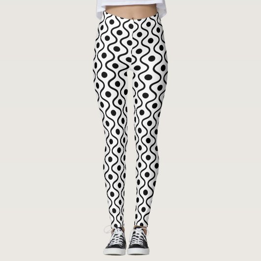 Stijlvol zwart-wit patroon leggings (Voorkant)
