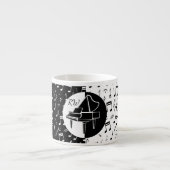 Stijlvol zwart-wit Piano- en muziekontwerp Espresso Kop (Voorkant)