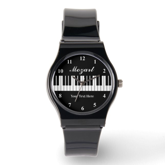 Stijlvol zwart-wit pianotoetsen horloge voor manne (Voorkant)