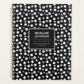 Stijlvol zwart wit polkadotpatroon planner (Voorkant)