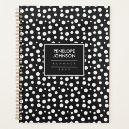 Stijlvol zwart wit polkadotpatroon planner