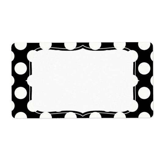 Stijlvol zwart-wit poolpuntenpatroon etiket (Voorkant)