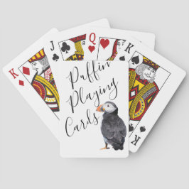 Stijlvol zwart-wit Puffin Pokerkaarten