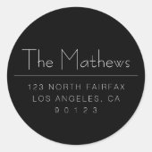 Stijlvol zwart-wit retouradres of andere tekst ronde sticker (Voorkant)