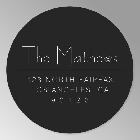 Stijlvol zwart-wit retouradres of andere tekst ronde sticker