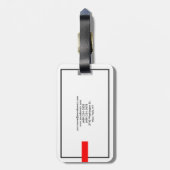 Stijlvol zwart-wit rood-modern bagagelabel (Achterkant verticaal)