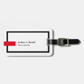 Stijlvol zwart-wit rood-modern bagagelabel (Voorkant horizontaal)