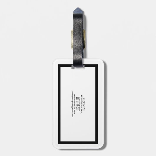 Stijlvol zwart-wit rood-modern bagagelabel (Achterkant verticaal)