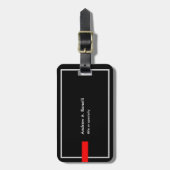 Stijlvol zwart-wit rood-modern bagagelabel (Voorkant verticaal)