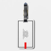 Stijlvol zwart-wit rood-modern bagagelabel (Achterkant verticaal)