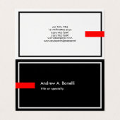 Stijlvol zwart-wit rood-modern visitekaartje (Buitenkant ongevouwen)