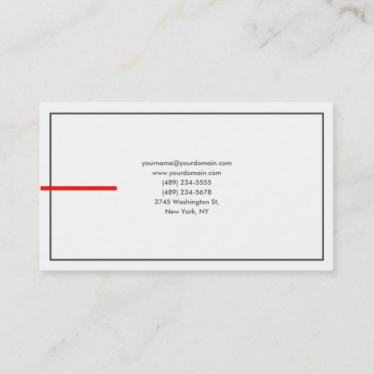 Stijlvol zwart-wit rood-modern visitekaartje (Achterkant)