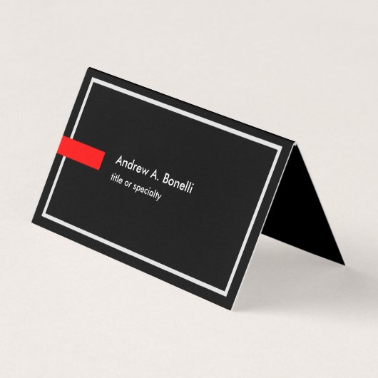 Stijlvol zwart-wit rood-modern visitekaartje (Voorkant)