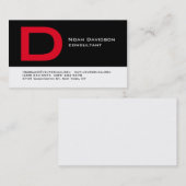 Stijlvol zwart-wit rood monogram Professional Visitekaartje (Voorkant / Achterkant)