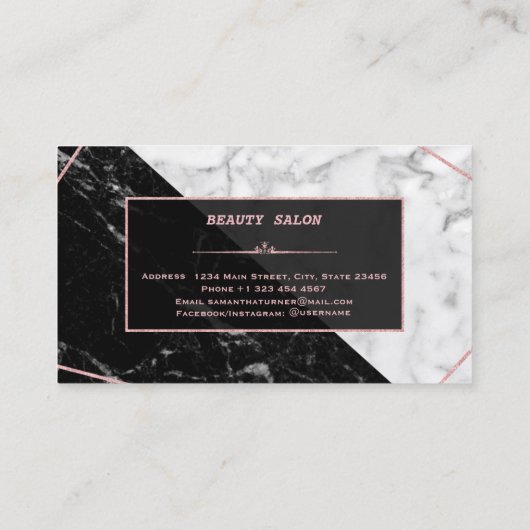 Stijlvol zwart wit Roos Gold Makeup artiest Visitekaartje (Achterkant)