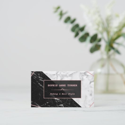 Stijlvol zwart wit Roos Gold Makeup artiest Visitekaartje (Staand voorkant)