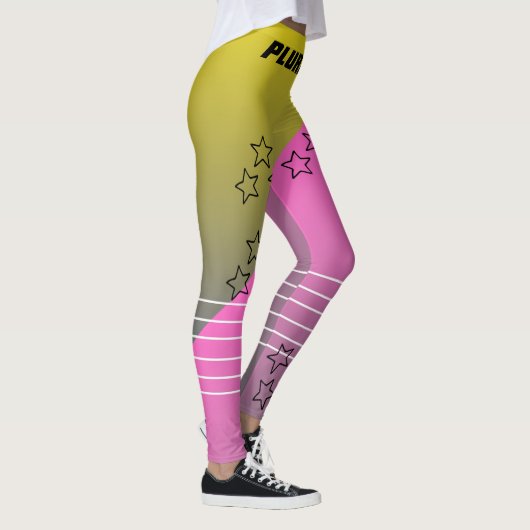 Stijlvol zwart-wit, roze, gele gradiënt werkout leggings (Rechts)