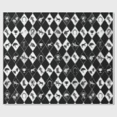 Stijlvol zwart wit ruiter diamantpatroon cadeaupapier (Vlak)